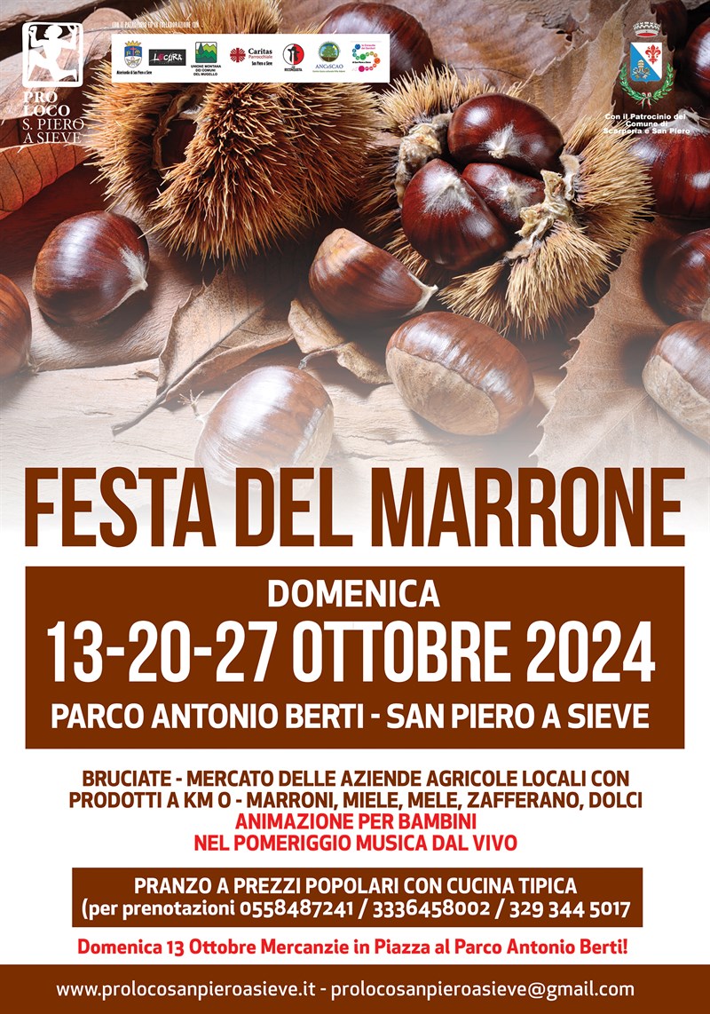 Locandina - festa del marrone 13, 20 e 27 ottobre 2024