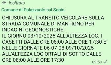 Il messaggio inviato