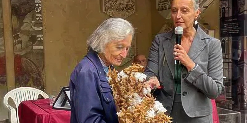 A destra Francesca Parrini con la Prof. Carla Giuseppina Romby alla Casa di Giotto. 