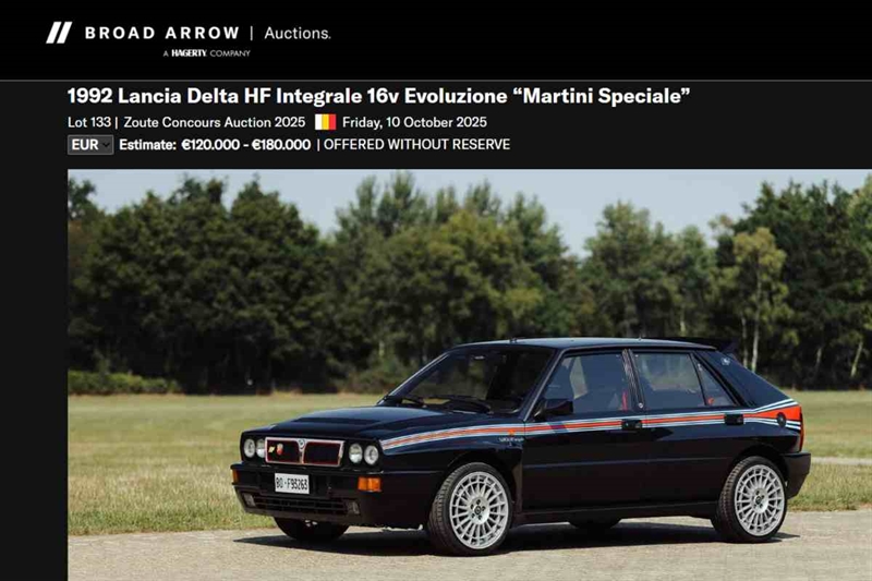 Lancia Delta HF apaprtenuta a Vasco Rossi in vendita: esemplare unico (www.okmugello.it -  Broad Arrow Auctions)