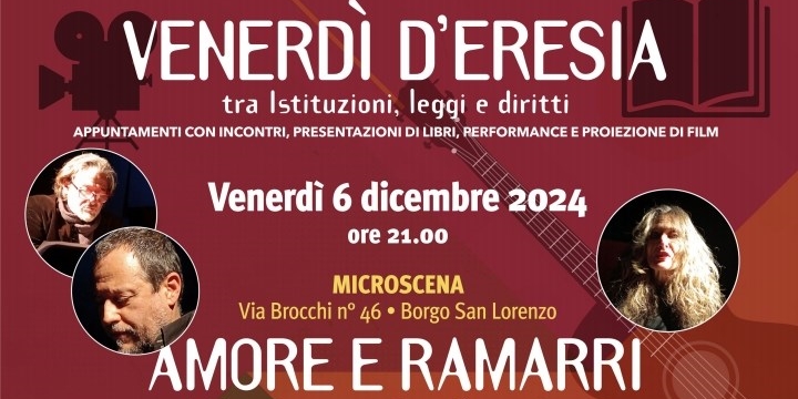 Un taglio della locandina dell'evento - Venerdì d'eresia Amore e Ramarri