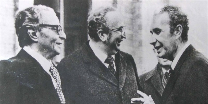 Giovanni Spadolini con Giorgio La Malfa e Aldo Moro