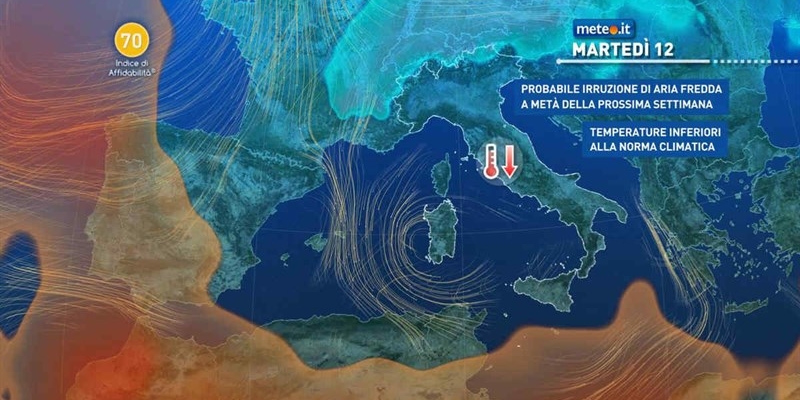 Meteo Toscana. Previsto calo termico e aumento delle piogge