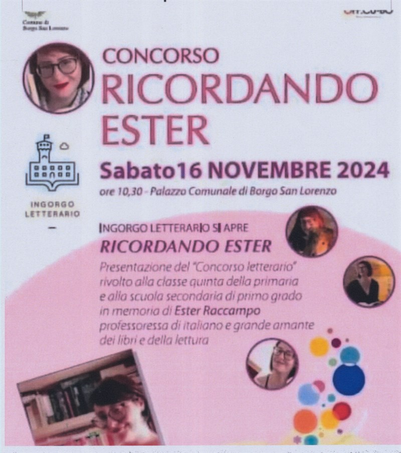 La locandina dell’evento "Ricordando Ester" nel Palazzo Comunale 