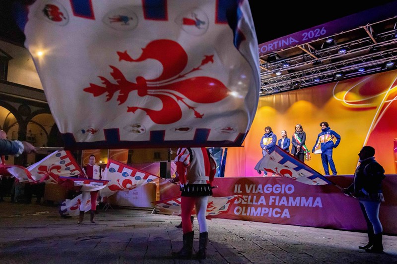 L'arrivo della torcia olimpica a Firenze