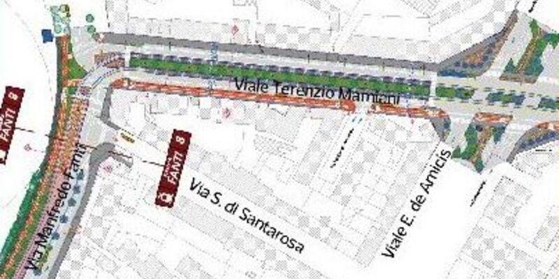 Progetto della tramvia fra viale Fanti e viale Mamiani