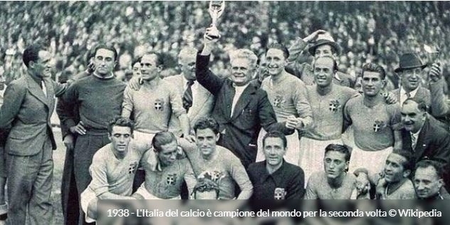 1938 - L'Italia di calcio è campione del mondo (86 anni fa).