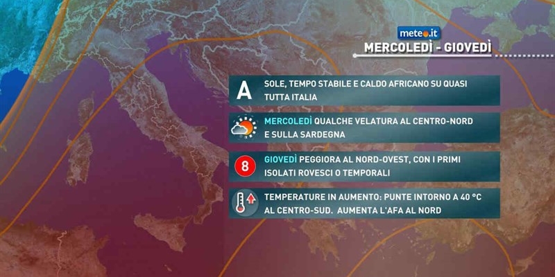 La previsione dei prossimi giorni