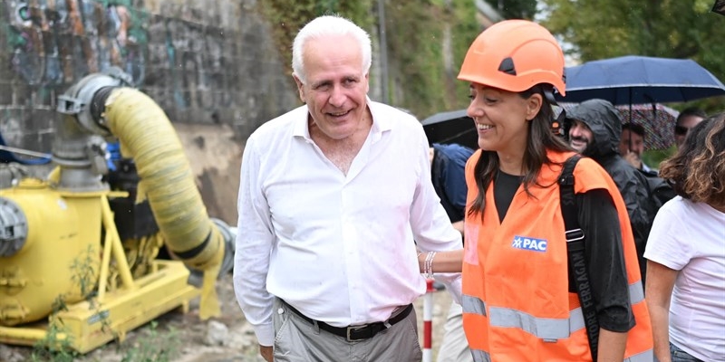 Il sopralluogo al tunnel sotto l’Arno di Giani e Funaro