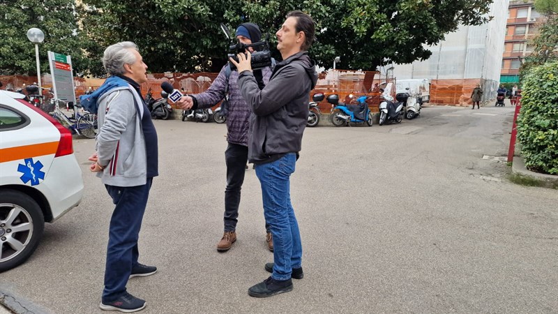 Il fondatore del Nopc Massimo Pieraccini intervistato dai colleghi del Tg1