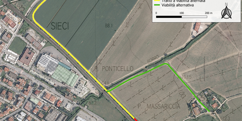 La piantina della ciclopedonale realizzata dal Comune di Pontassieve