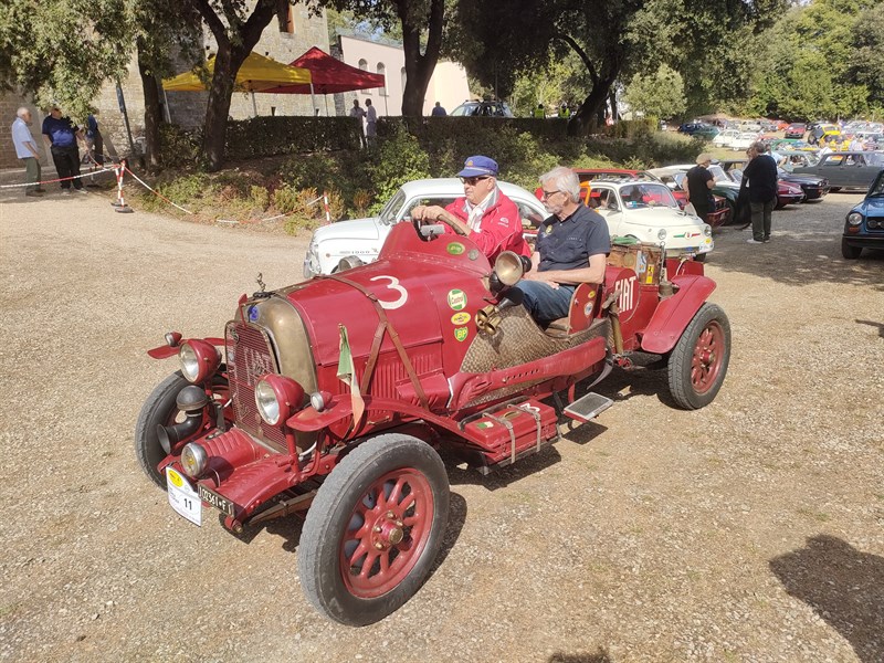 La partenza per le strada del Mugello; la mitica Itala dei primi del ‘900