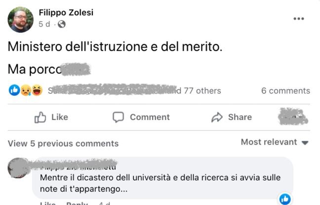 Il post incriminato