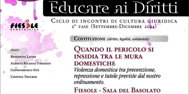 Sensibilizzare contro la violenza domestica. Evento pubblico a Fiesole il 30 ottobre 2024