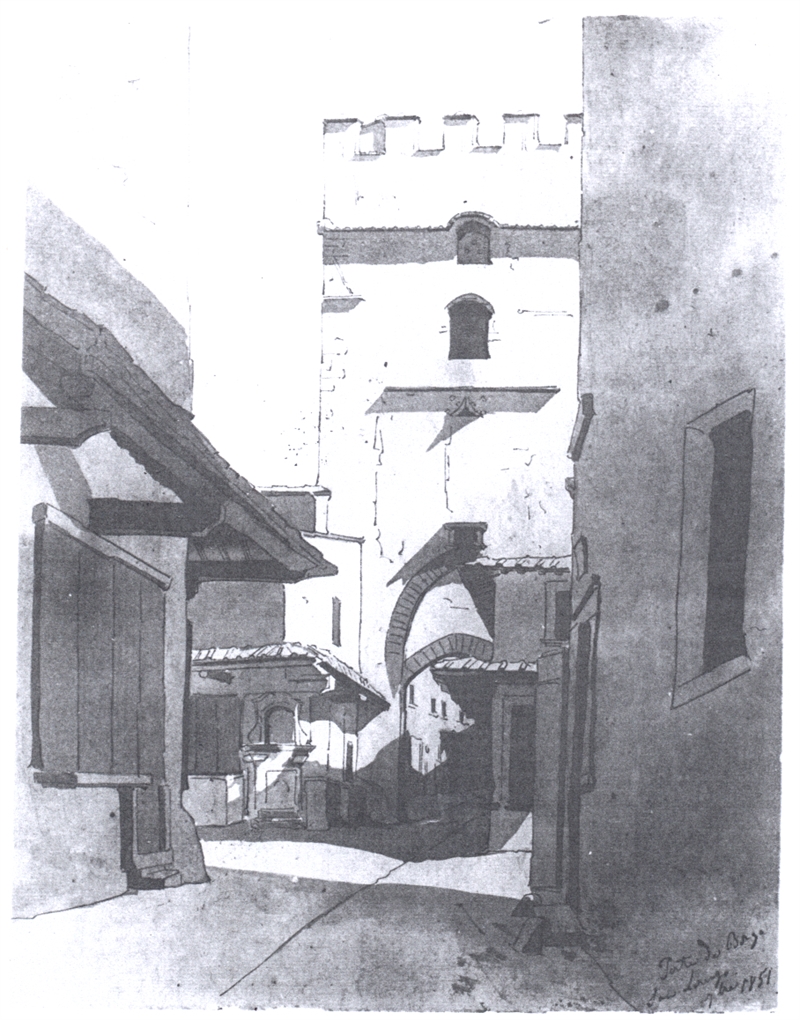 Borgo San Lorenzo (1851). Porta Fiorentina e il Tabernacolo di Malacoda