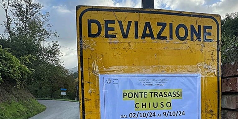 Chiusura al transito Ponte di Trasassi, nel Comune di Vicchio