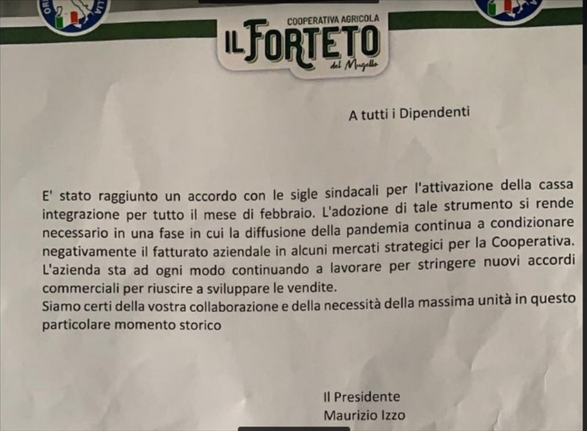 La lettera inviata