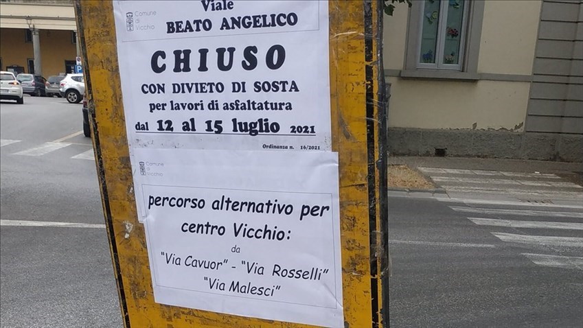 Il cartello a Vicchio