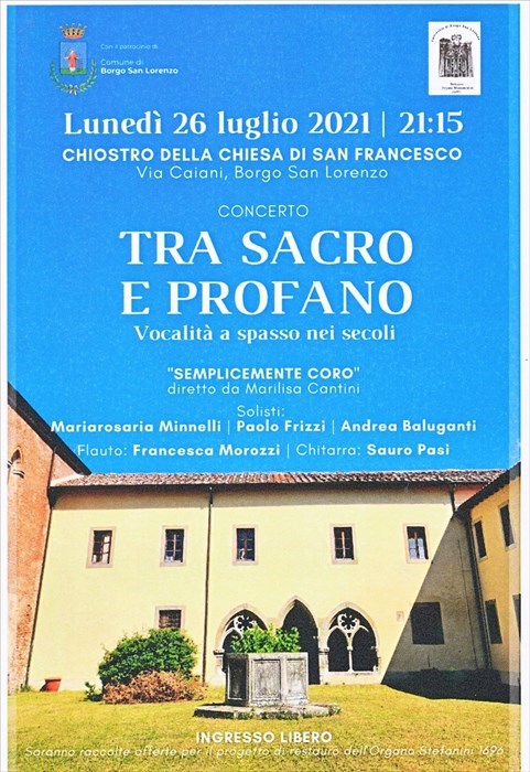 Locandina del concerto nel Chiostro di San Francesco.