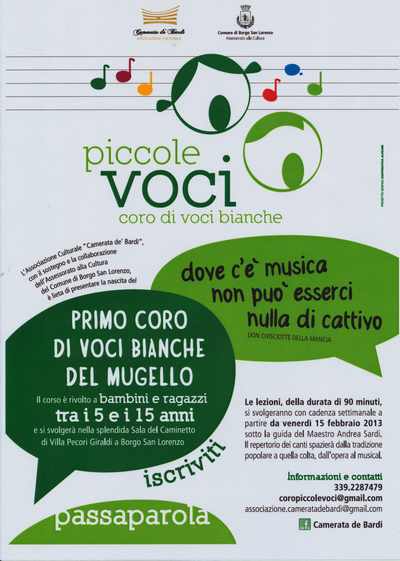 Borgo. 'Piccole Voci'. Corso di canto per bambini