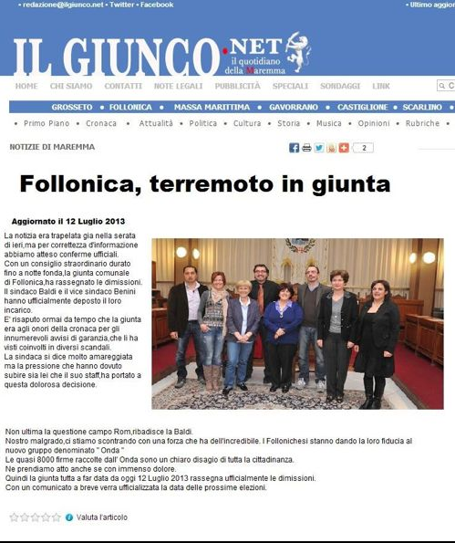 Bufala su Facebook. Falsificata pagina del Giunco.net