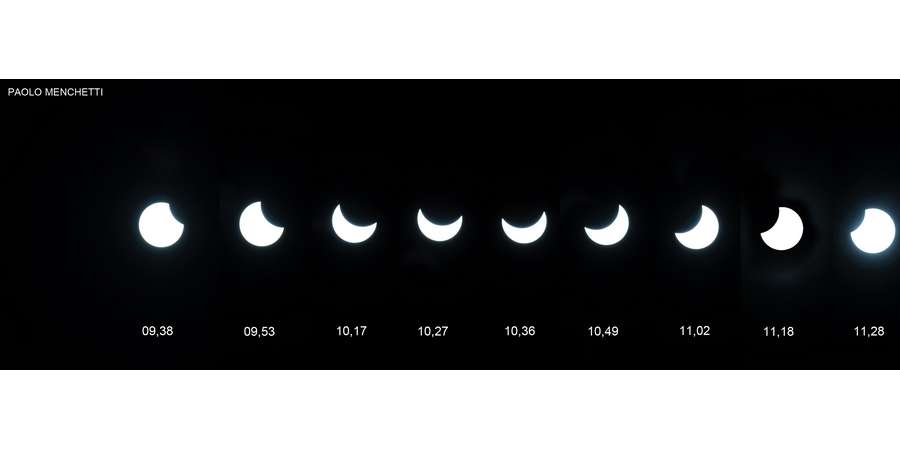 Tutte le fasi dell'Eclissi. Foto e montaggio...