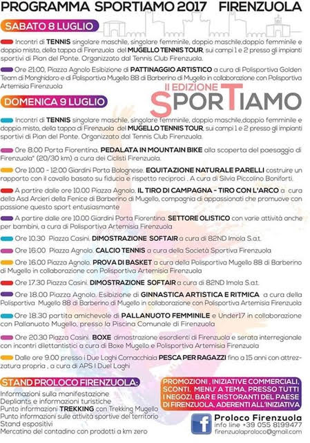 Sportiamo 2017. Weekend di sport a Firenzuola. Tutte le info