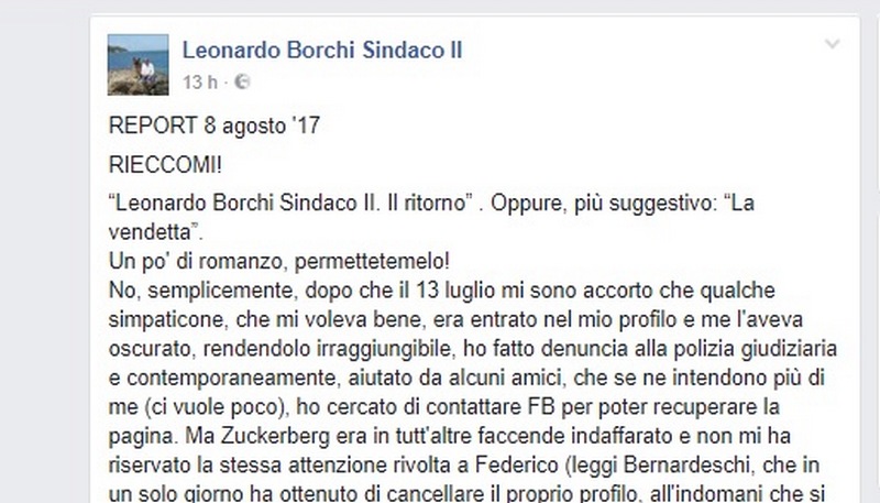 Leonardo Borchi torna online. Il primo post dopo 'l'attacco hacker'