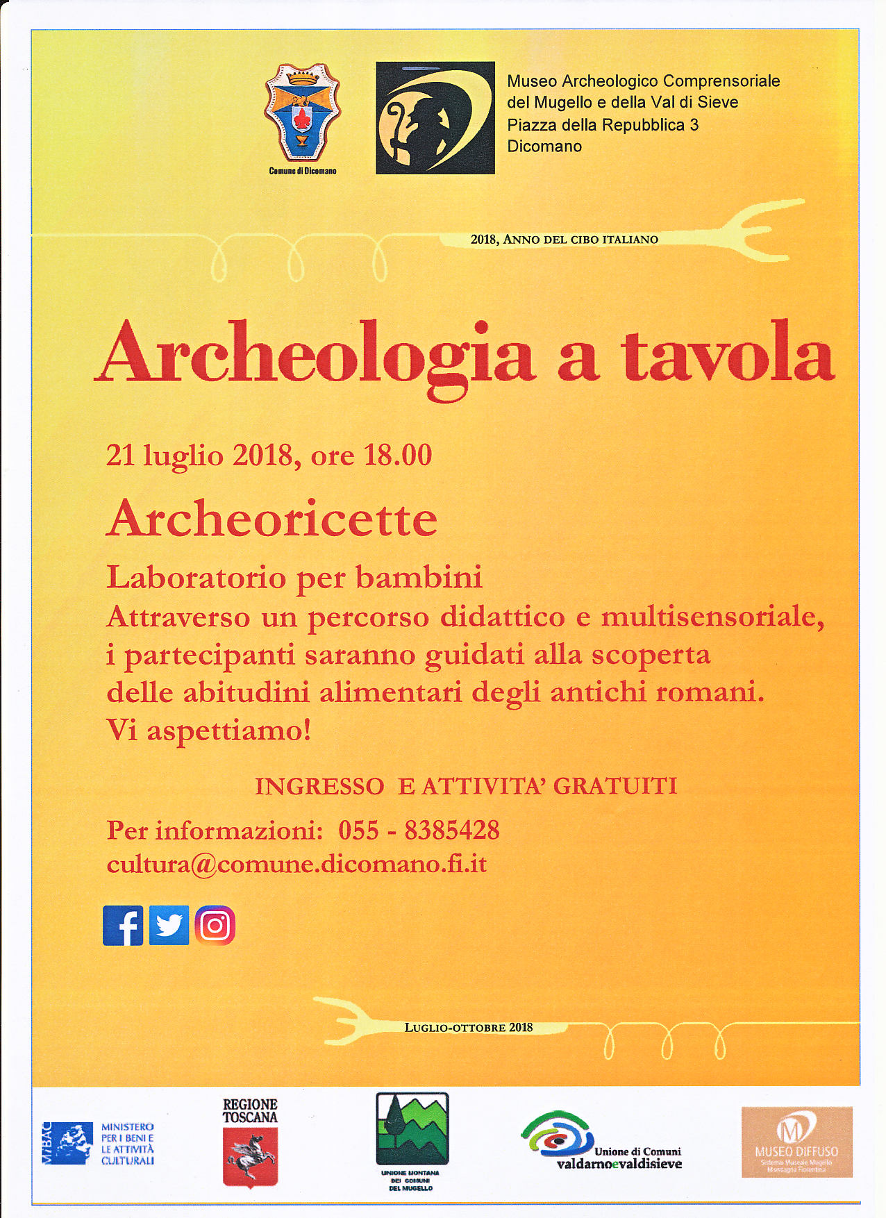 Archeologia a tavola. Sabato 'archeoricette' a Dicomano