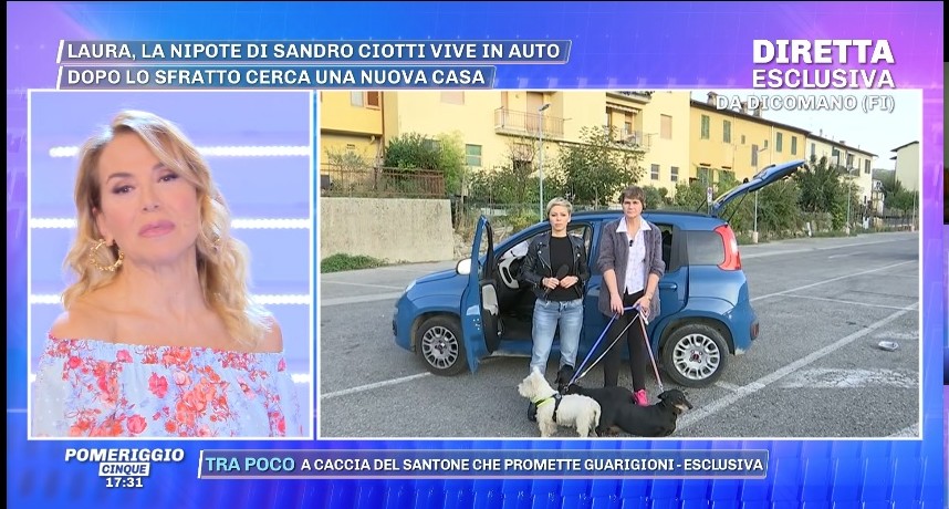 Dormivo in auto a Vicchio, ora a Dicomano. Laura Ciotti ospitata su Canale 5