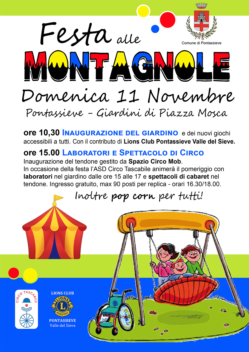 Pontassieve. Festa alle Montagnole - Inaugurazione del nuovo giardino con giochi “inclusivi” e del “tendone” per attività sportive