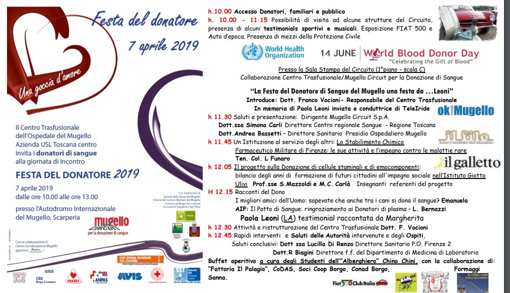 Domenica la Festa del Donatore all'autodromo del Mugello