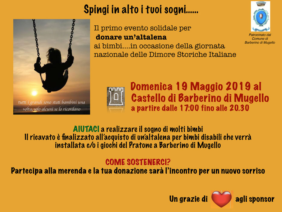 Una merenda al Castello per donare un'altalena ai bimbi disabili