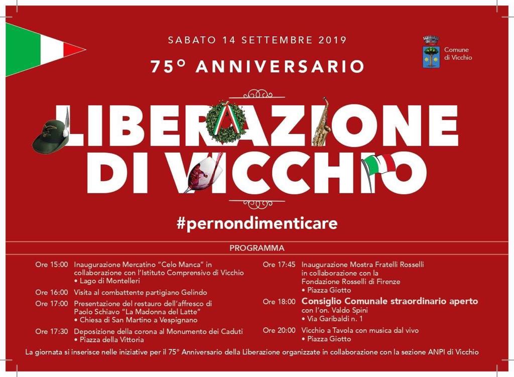 Vicchio ricorda la Liberazione. Eventi, Consiglio in piazza (con Valdo Spini), poi a tavola e musica