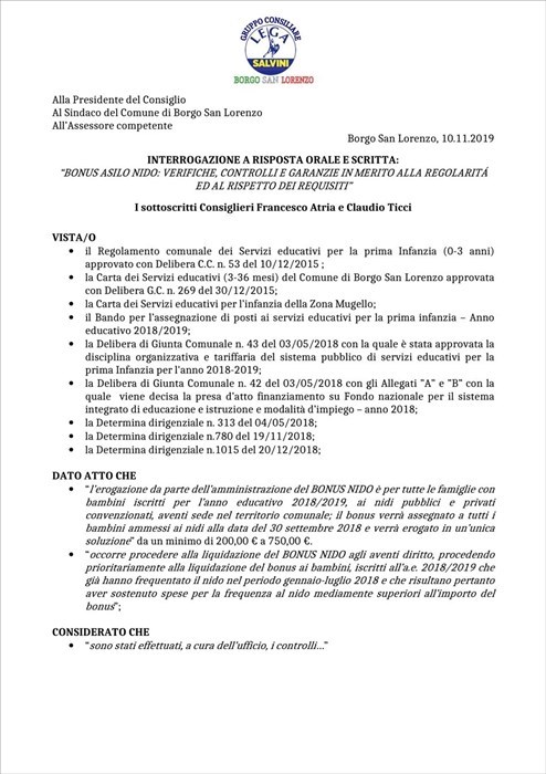 I documenti presentati