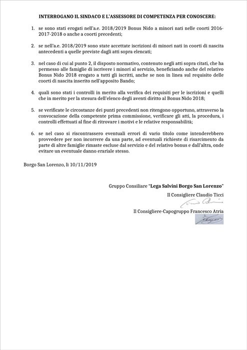 I documenti presentati