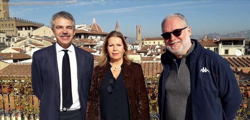 Il presidente della Cmera di Commercio Bassilichi, il prefetto Lega e Don Andrea Bigalli referente toscano Associazione Libera