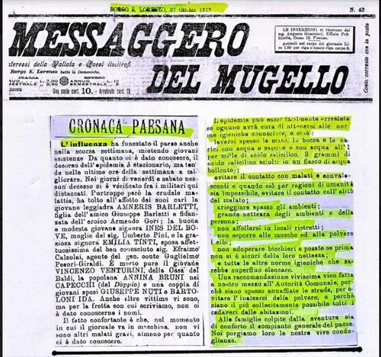 Il testo tolto dal Messaggero del Mugello