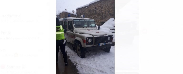 Intervento municipale Pontassieve su  Monte Giovi innevato per dialisi