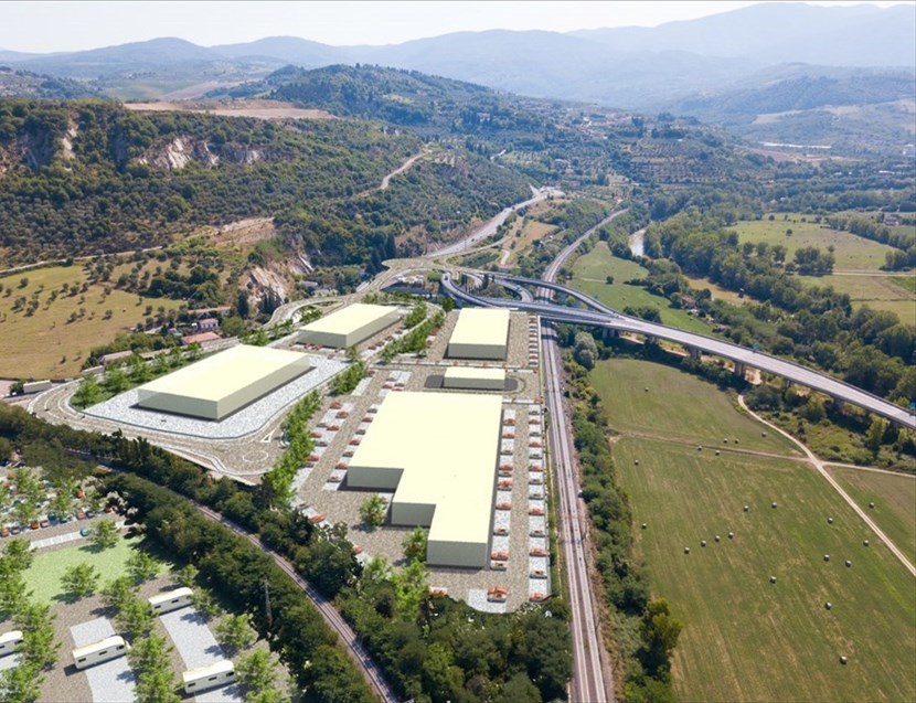 Randering del progetto di recupero della Ex Italcementi - "Pelago Retail Park"